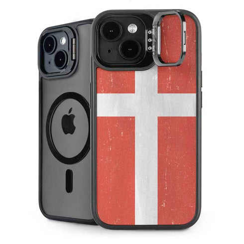 Denmark Flag Distressed iPhone 14 Plus Kickstand Case